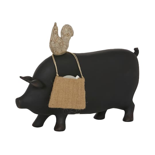 14" Black Farmhouse Pig Chalkboard Tabletop Sign